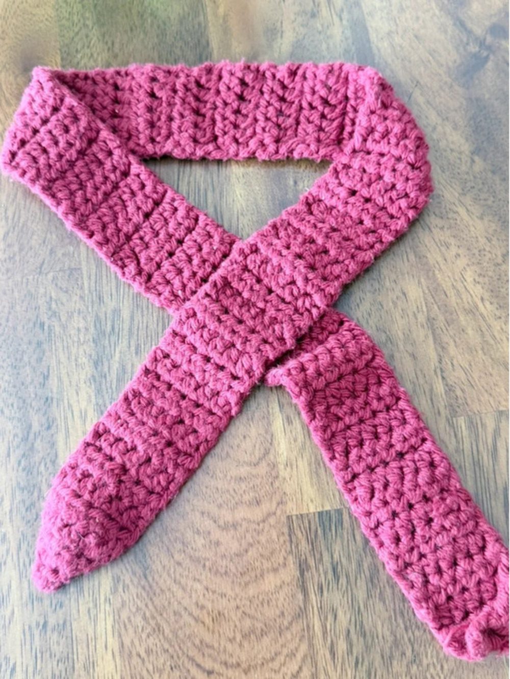 Handmade Crochet Headband Ear Warmer Dark Rose Pink Soft Knit One Size